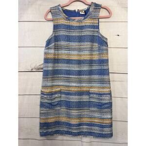 Akemi + Kin Size 4 Shift Dress Woven Denim Print Fray Accents